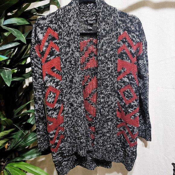 Forever 21 - Small - Black & Red Aztec Cardigan - Picture 1 of 3